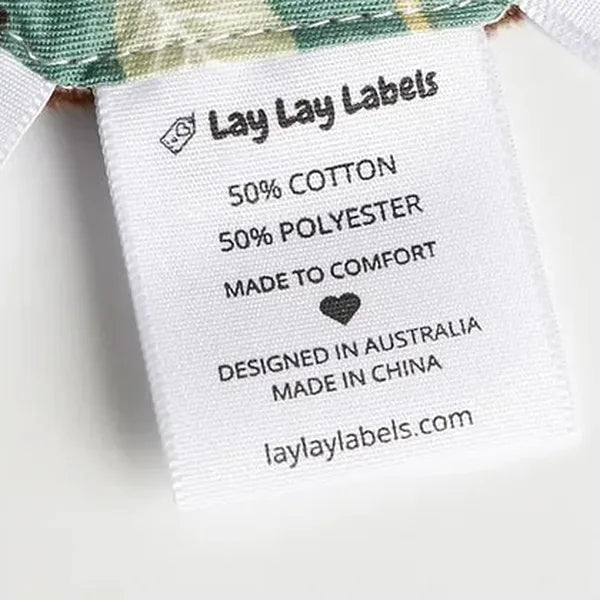 Close-up of a woven label