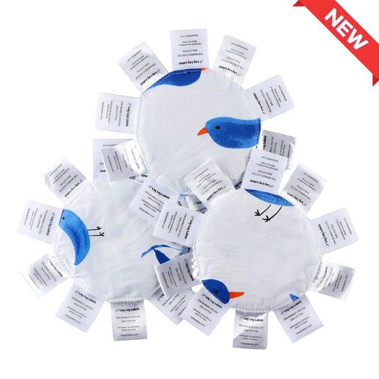 Three blue sensory baby minis with mixed silk and woven tags for calming play