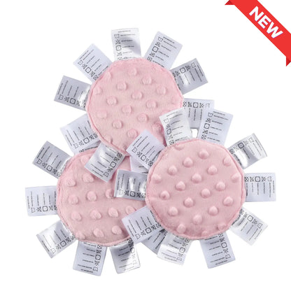 Three Pink sensory baby minis with soft minky dot fabric backing
