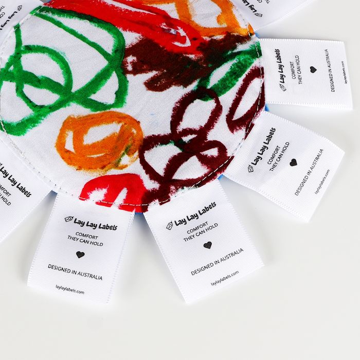 Close-up of the woven labels on an Amber edition Mini