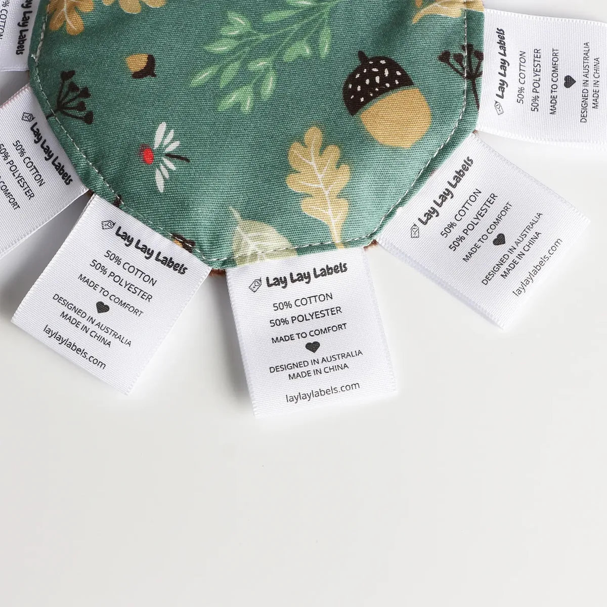 Close-up of the woven label