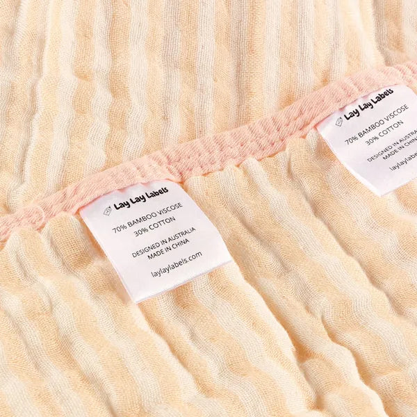 Close-up of the smooth silk labels