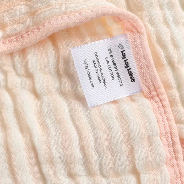 The blanket's care label: 70% bamboo viscose, 30% cotton